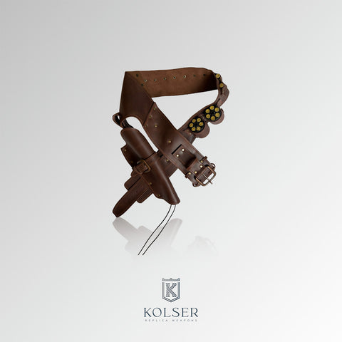 Kolser Leather Holster for Remington Pistol with Dummy Bullets & Dual Cylinder Loops