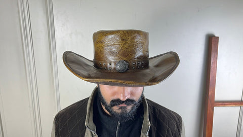Genuine Leather Cowboy Hat – Classic Western Leather Hat for Men & Women