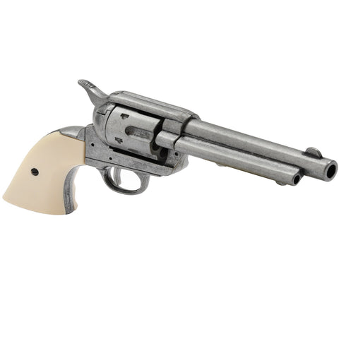 Replica Colt .45 Frontier Revolver – 5 1/2" Barrel, Grey Finish with Imitation Bone Grips
