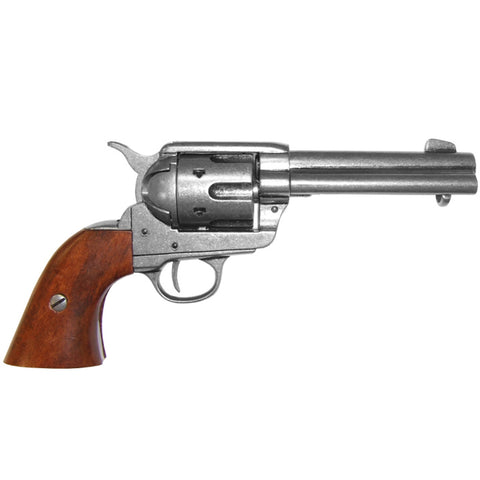 Colt .45 Replica Peacemaker Revolver – 4 3/4" Barrel, Grey Finish with Wooden Grips