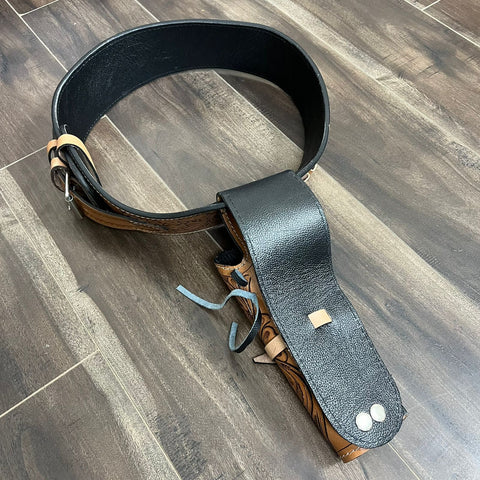 Western Genuine Leather Holster and Belt for Colt .45 – Classic Cowboy Gun Belt Rig Two-Tone Brown Finish