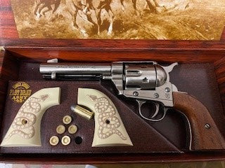 Colt 45 Peacemaker Replica Steel Finish Wood Grips & Changeable Snake Grips