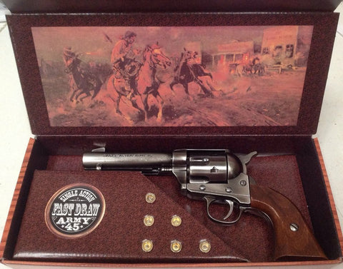 Colt 45 Peacemaker Replica Steel Finish Wood Grips & Changeable Snake Grips