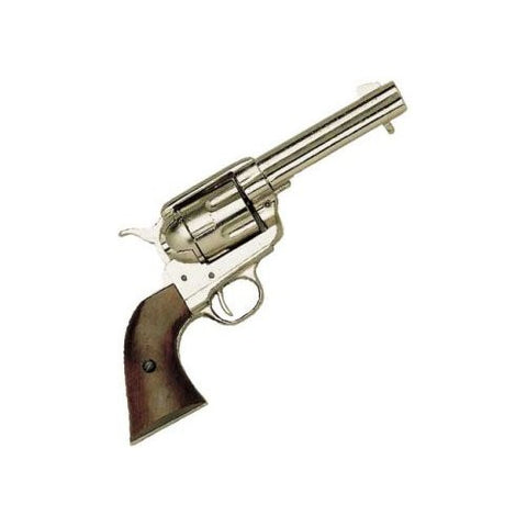 Colt .45 Replica Peacemaker Revolver – 4 3/4" Barrel, Nickel Finish with Wooden Grips