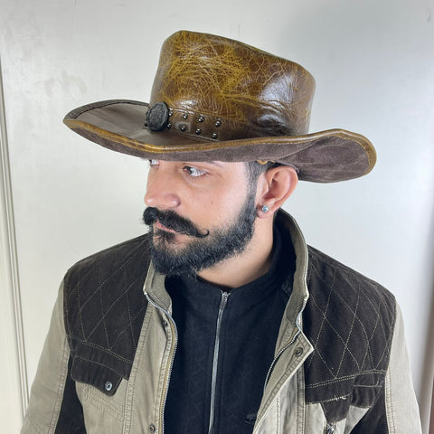 Genuine Leather Cowboy Hat – Classic Western Leather Hat for Men & Women