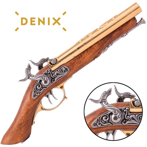 Denix Large Double-Barrel Pirate Pistol Replica – 18th Century
