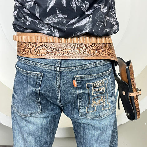 Western Genuine Leather Holster and Belt for Colt .45 – Classic Cowboy Gun Belt Rig