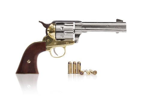 Colt 45 Peacemaker replica gun nickel and brass finish 1860's pattern