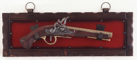 French Flintlock Pistol Replica on Display Plaque