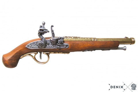 Colonial Replica 18TH Century Engraved Flintlock Pistol - Brass