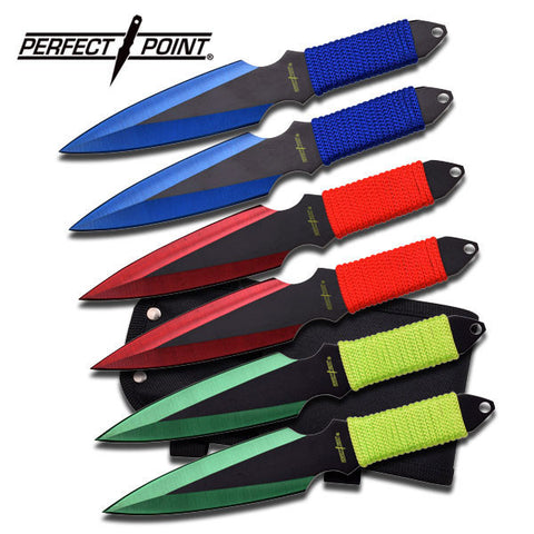 PERFECT POINT 6 PIECE THROWING KNIFE SET 6.5" OVERALL