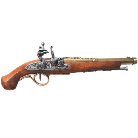 Colonial Replica 18TH Century Engraved Flintlock Pistol - Brass