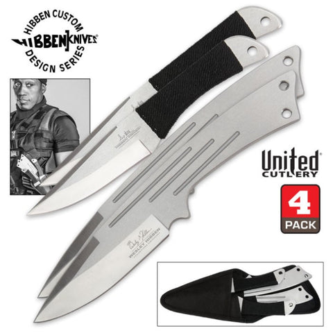 Hibben Legacy Four Piece Throwing Knife Set With Sheath - GH5046